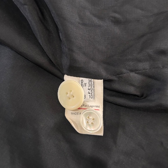 Vintage Karl Lagerfeld black cropped blazer tuxedo jacket shiny viscose - Picture 9 of 11